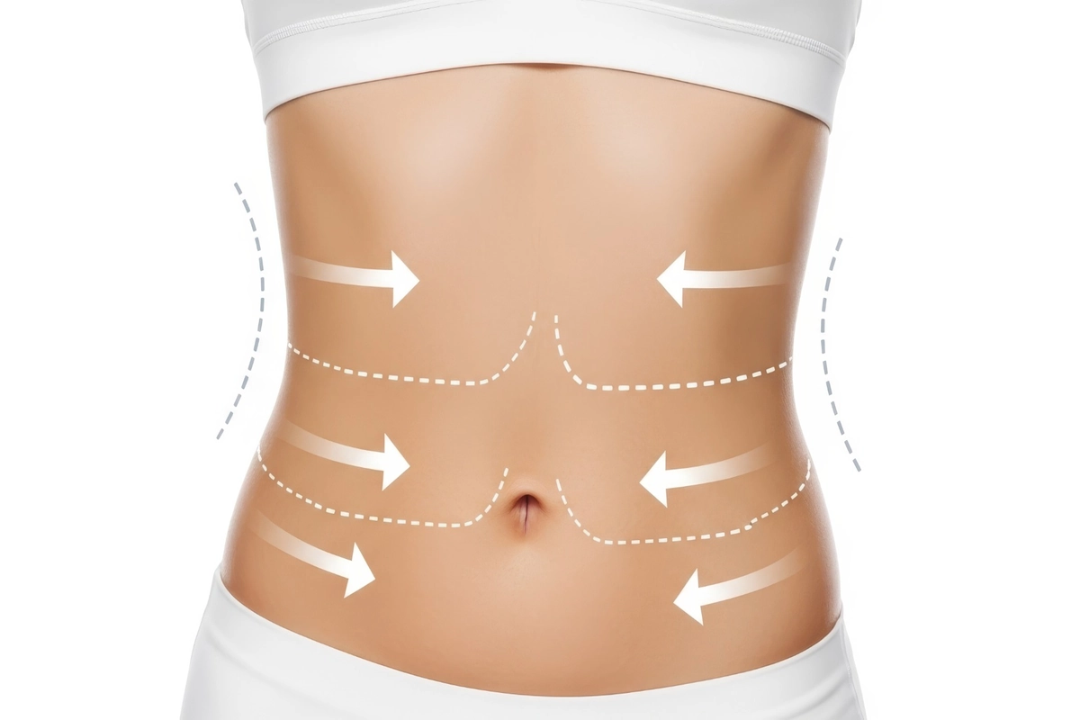 Illustration of abdominal contouring with a mommy makeover at Lentz Plastic Surgery.